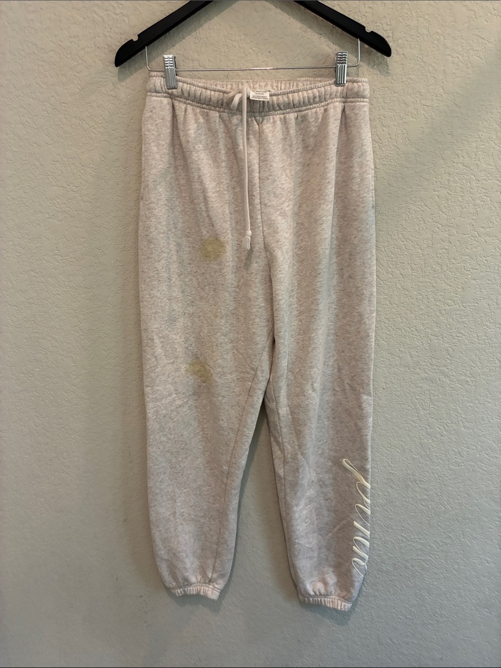PINK Victoria's Secret Light Gray Kids Sweatpants with Script Ankle Logo